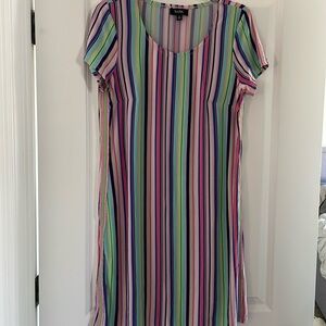 FUN 🤩Striped DRESS Size M MSK RHINESTONE ON BOTH SIDES Excellent Condition